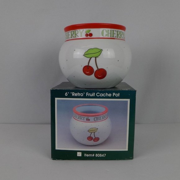 Indoor Cache Pot Planter 6" Retro Fruit Cherry Pacific Rim Import Corp Garden - Picture 1 of 8